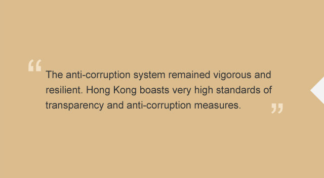 Very high standards of Transparency and Anti-corruption measures