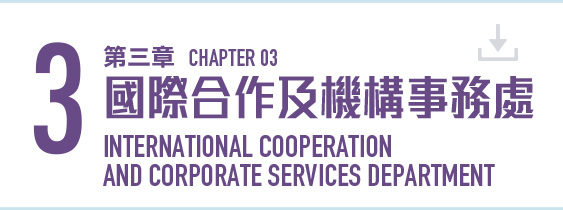 第三章 國際合作及機構事務處 (PDF 檔案) Chapter 3 International Cooperation and Corporate Services Department (PDF file) (6MB)
