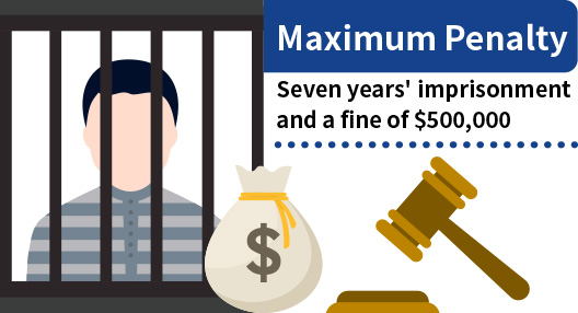 Maximum Penalty: Seven years' imprisonment and a fine of $500,000 