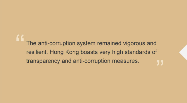 Very high standards of Transparency and Anti-corruption measures