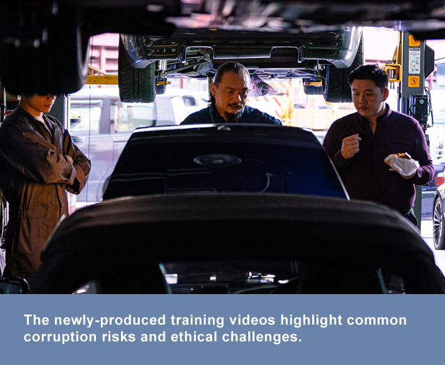 The newly-produced training videos highlight common corruption risks and ethical challenges