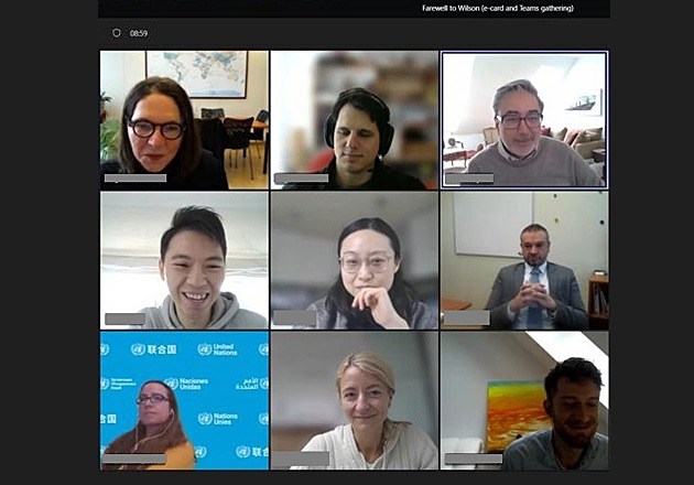 An online farewell party from UNODC colleagues.