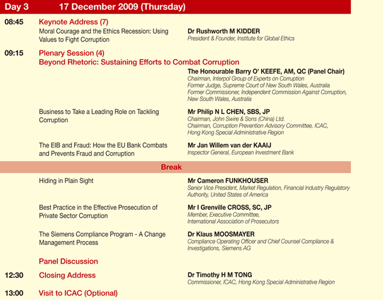 Programme Rundown