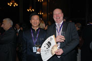 Mr Henrick HOLOLEI, Head of Cabinet for Vice-President Mr Siim KALLAS of European Commission, showing off his paper fan